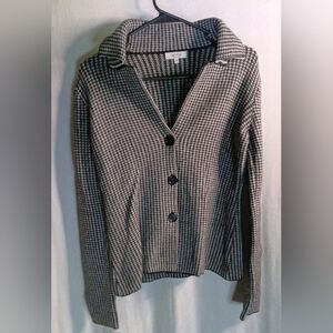 Bartolini Italy Houndstooth Button Cardigan Sweater Wool Cashmere Medium M